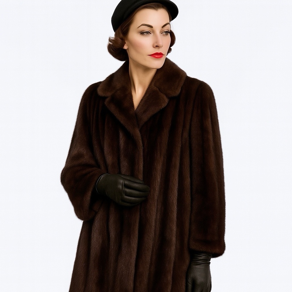 Authentic Finland mink fur coat size 10 Vintage brown